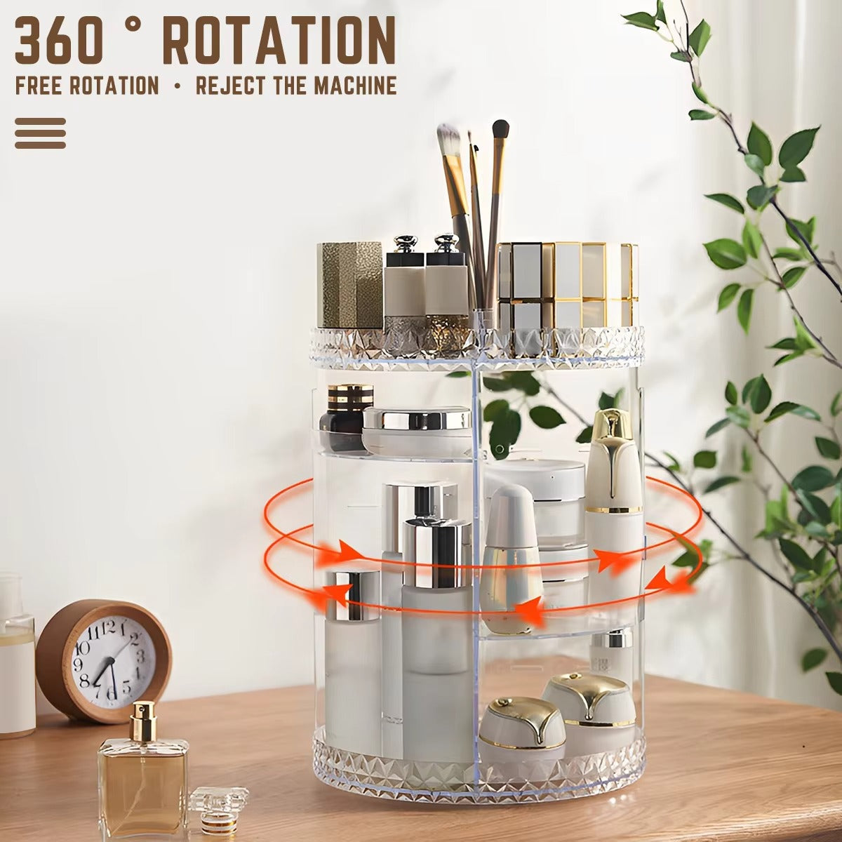 Rotating Crystal Makeup Organizer